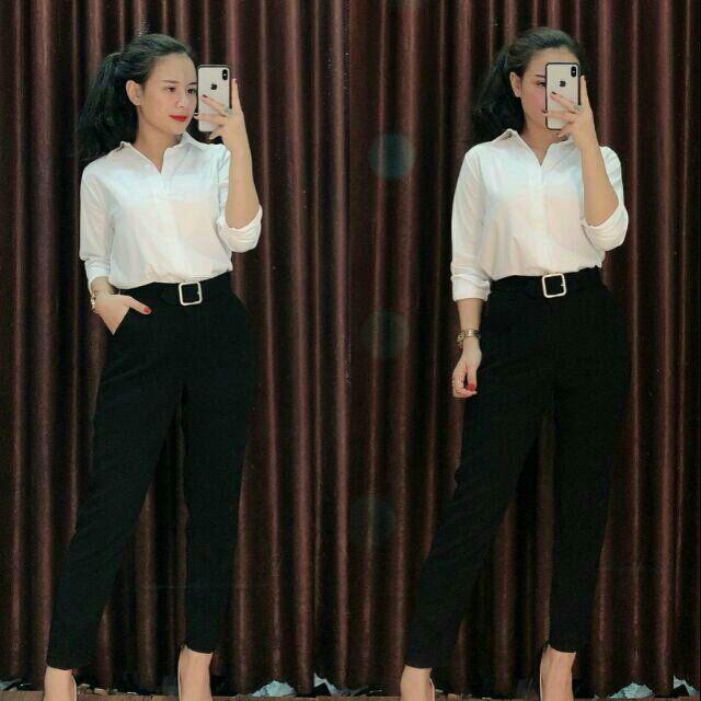 Quần baggy đai vuông ( đen)
