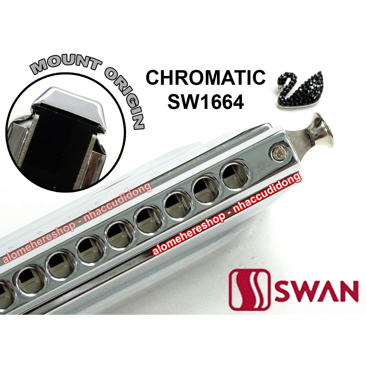 Kèn harmonica chromatic Swan SW1664 16 lỗ (Bạc)