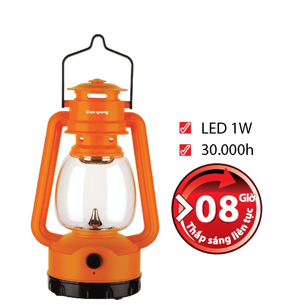 Đèn sạc Led Điện Quang ĐQ PRL05 O (1W, ánh sáng trắng, cam)