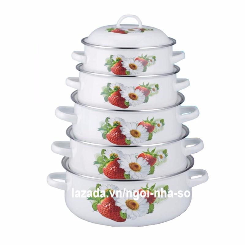[HCM]Bộ 5 Nồi Tráng Men Cao Cấp Mishio