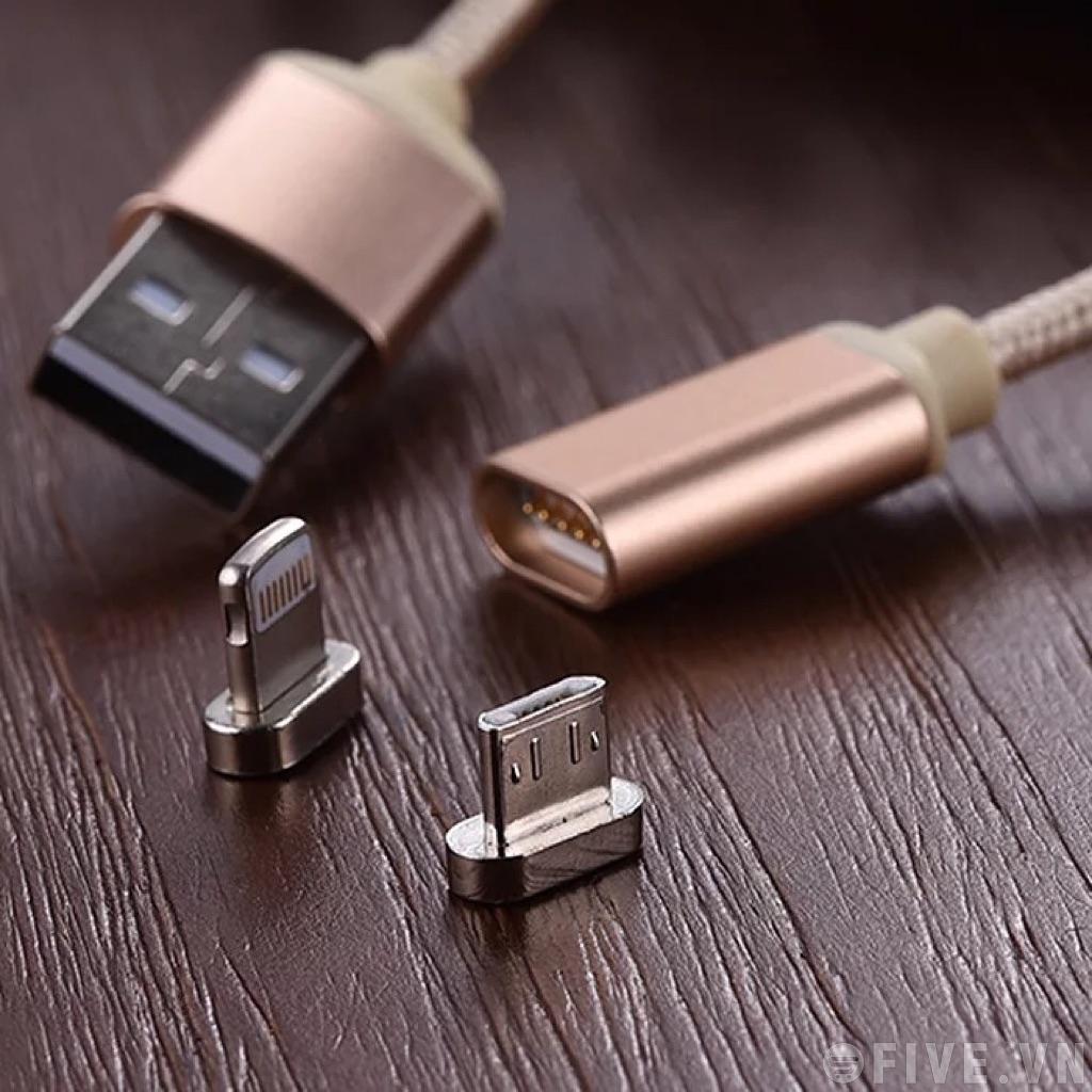 Cáp sạc nam châm 2 đầu cho đầu Micro USB  và Lightning siêu tiện dụng