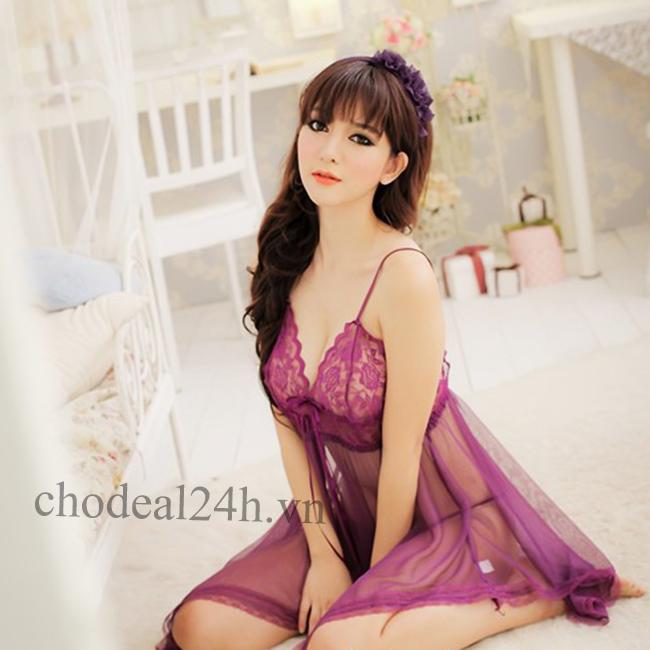 [HCM]Áo đầm ngủ Von Lưới (Đen)