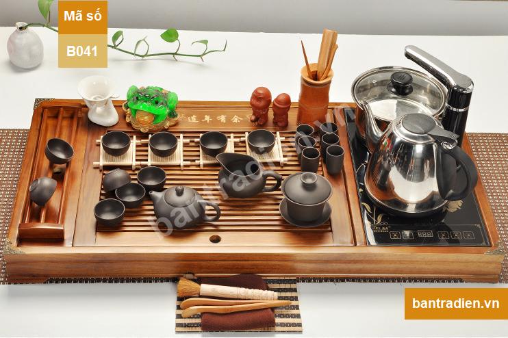 Bộ bàn trà điện tự động thông minh bằng gỗ B401