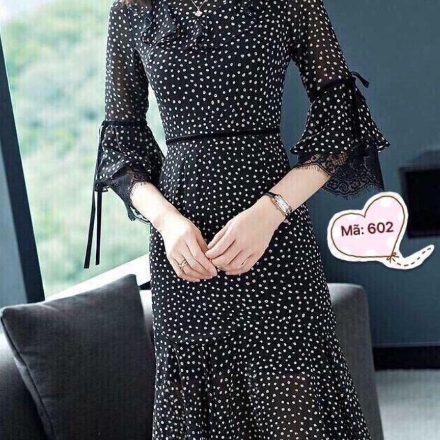 [HCM]ĐẦM VOAN CHẤM BI ĐEN CÔNG SỞ