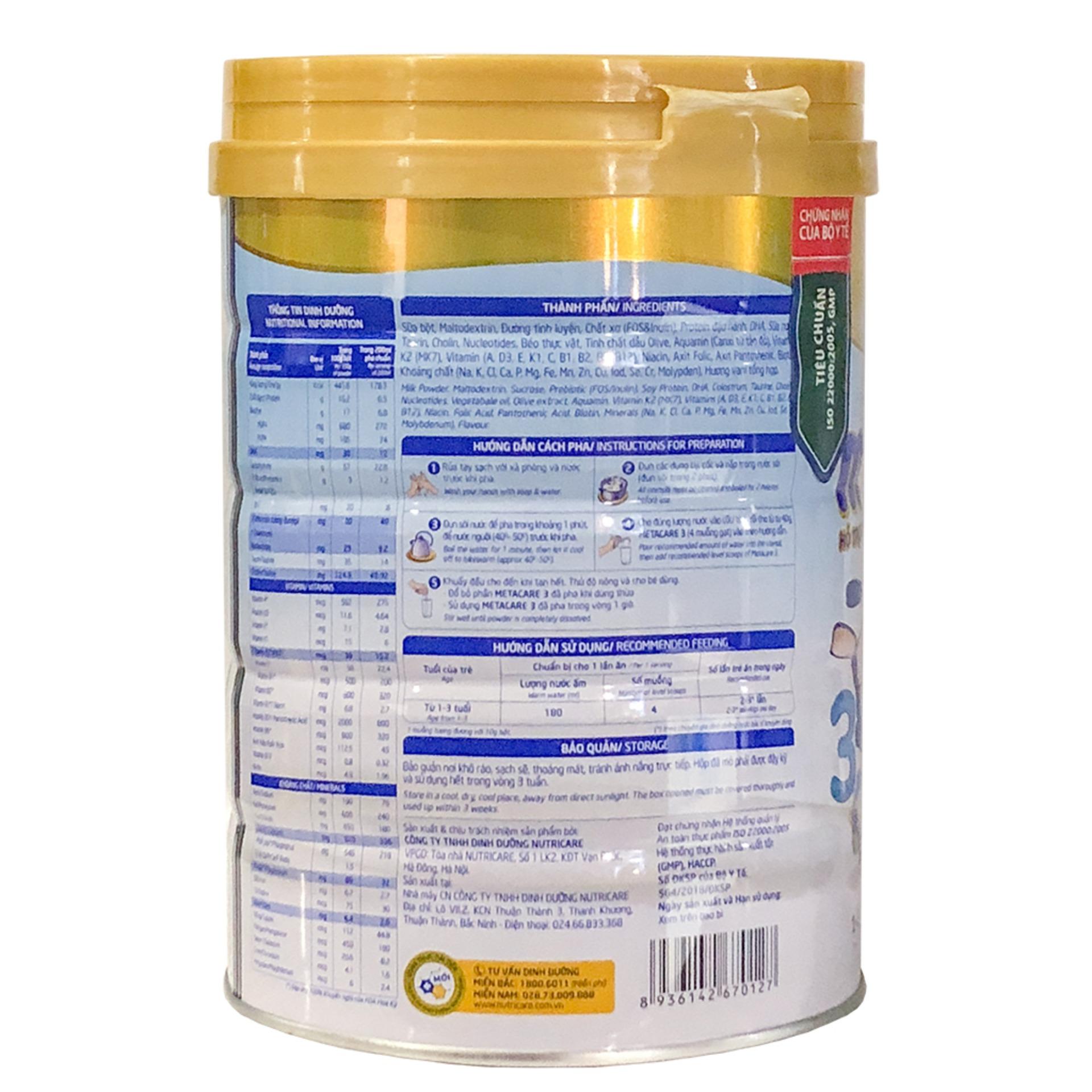 [CHÍNH HÃNG] Sữa Bột MetaCare Total GROW 3 Hộp 900g (Cho trẻ 1-3 tuổi)