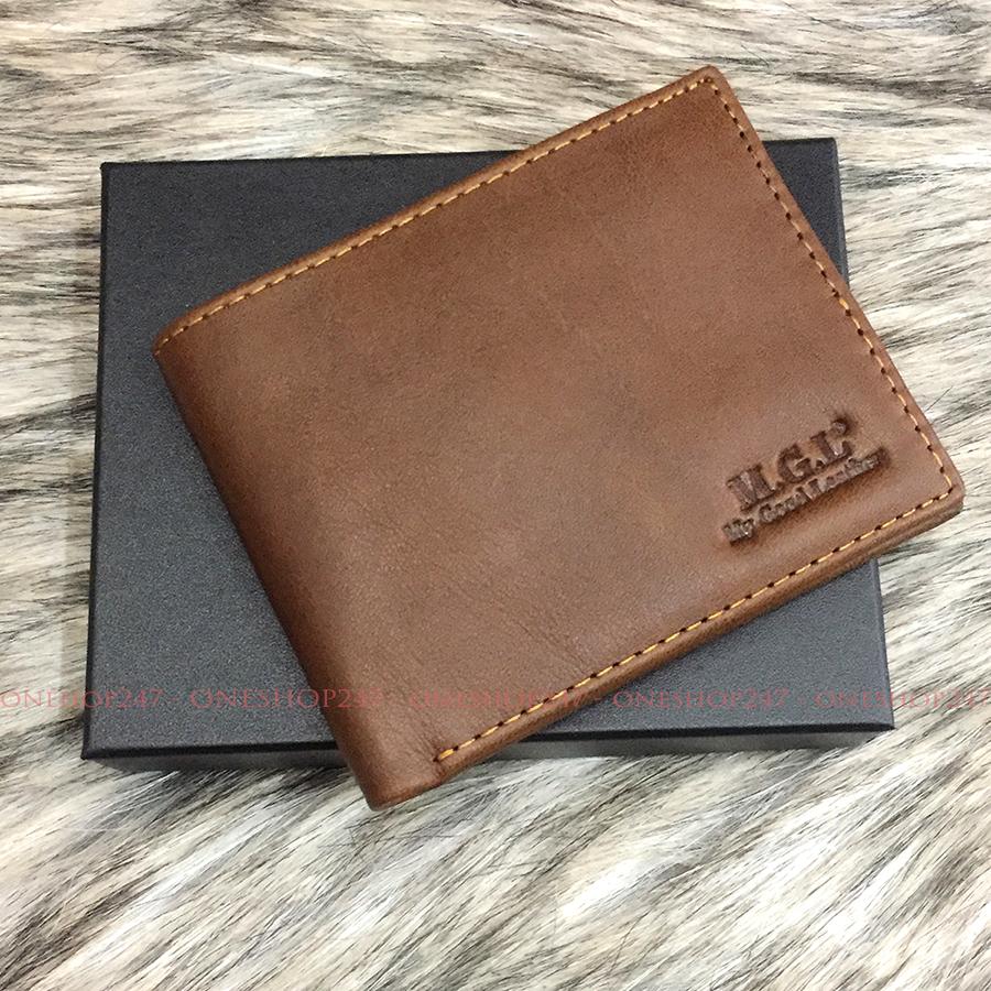 Ví ngang da bò NHỎ GỌN, chuẩn form Châu Âu 11x9 cm (Nâu)