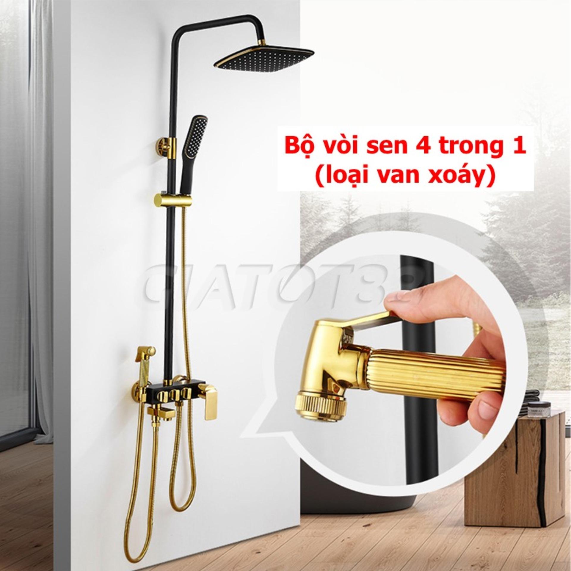 Bộ Vòi Sen Tắm Cao Cấp, Bộ Vòi Sen 4 Trong 1 Loại Van Xoáy Chất Liệu Đồng Đúc Cao Cấp, Thiết Kế Sang Trọng Tôn Nên Vẻ Đẹp Ngôi Nhà Bạn