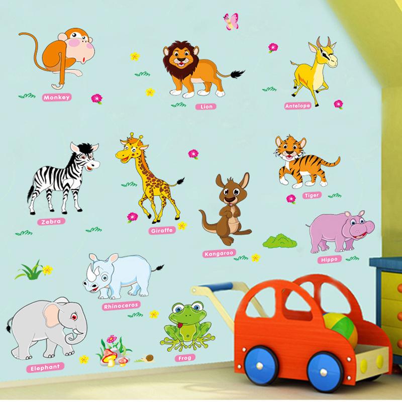 Decal dán tường từ tiếng anh về loài vật cho bé AM9215-kiddecals