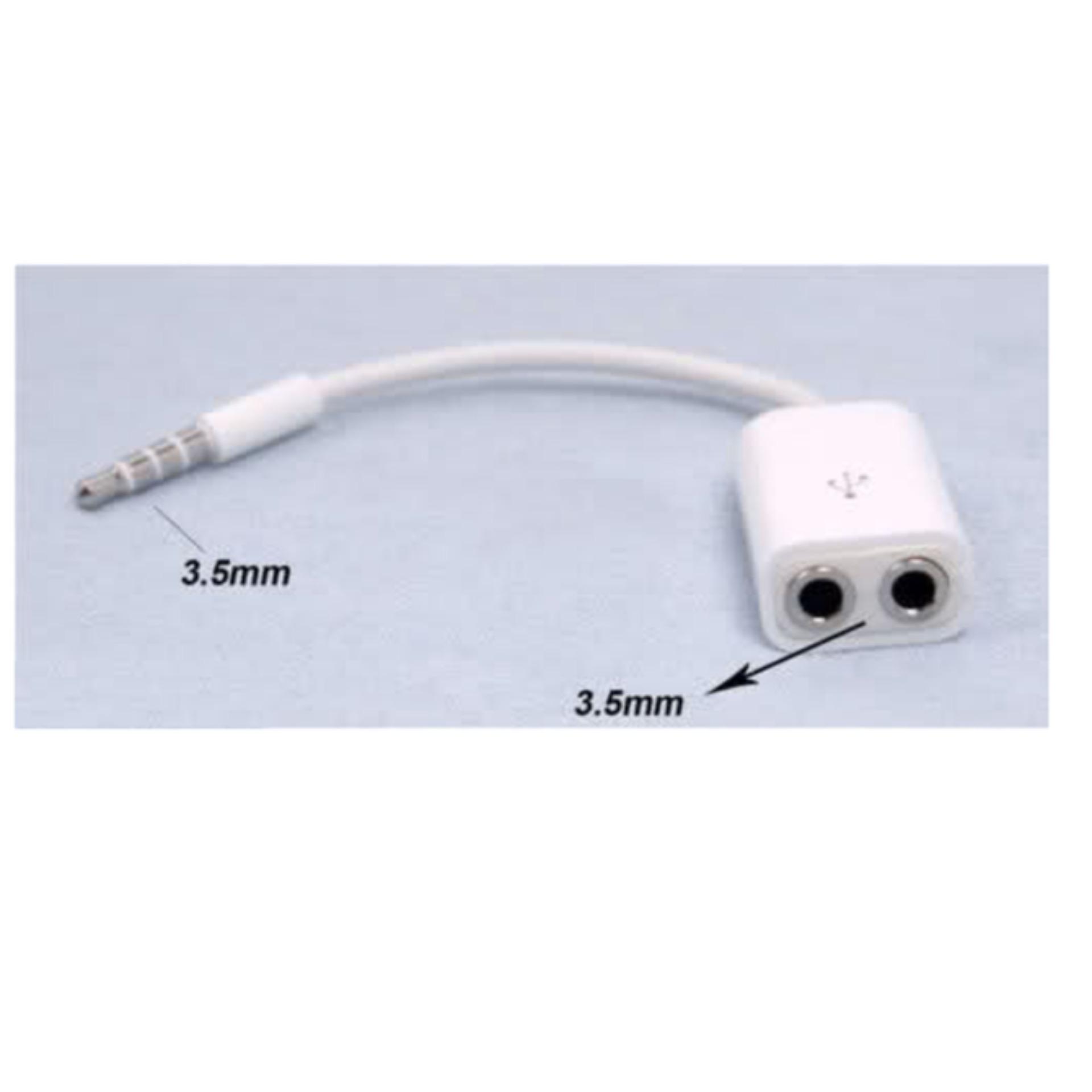 Cáp chia cổng tai nghe 3.5mm từ 1 ra 2 (Trắng)