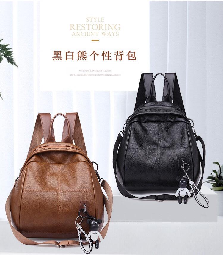 Balo da chống thấm nước kèm phụ kiện gấu