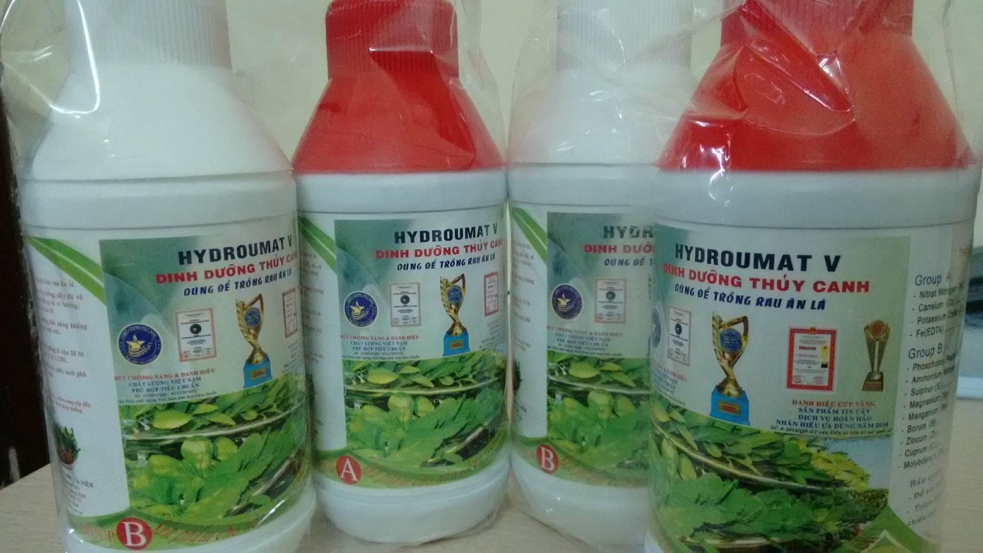 2 cặp (4 lọ) HYDROUMAT V dung dịch thủy canh cho RAU ĂN LÁ
