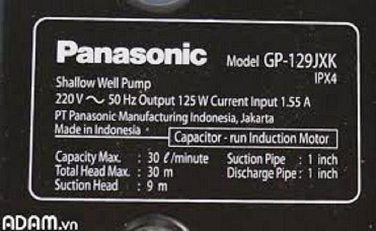 Máy bơm đẩy cao 129JXK Panasonic, công suất 125W