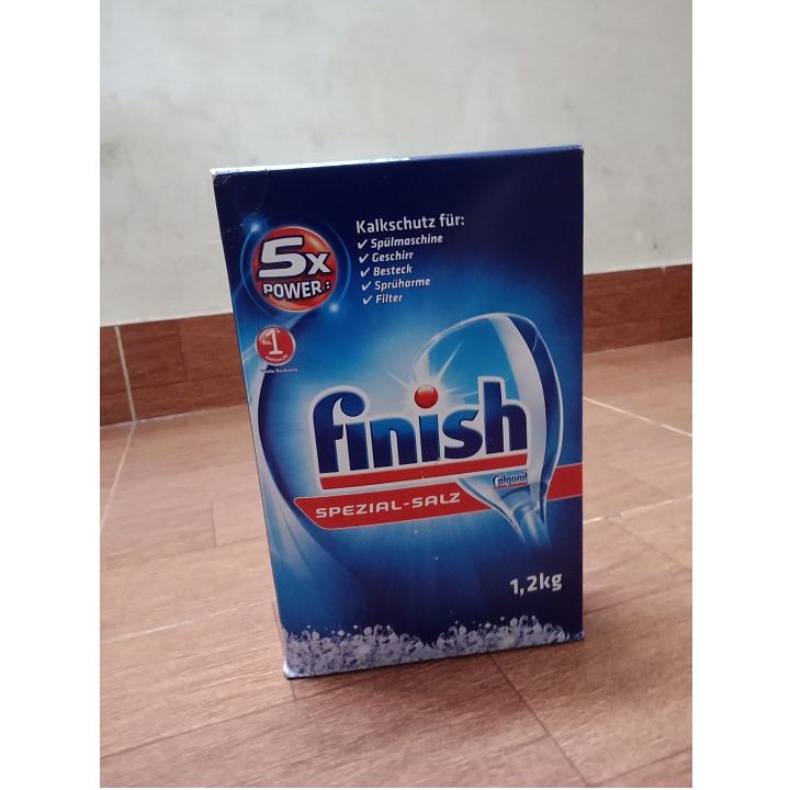 2 hộp muối rửa chén ly Finish ( hộp 1,2kg ) hàng Đức dùng cho máy rửa bát chén