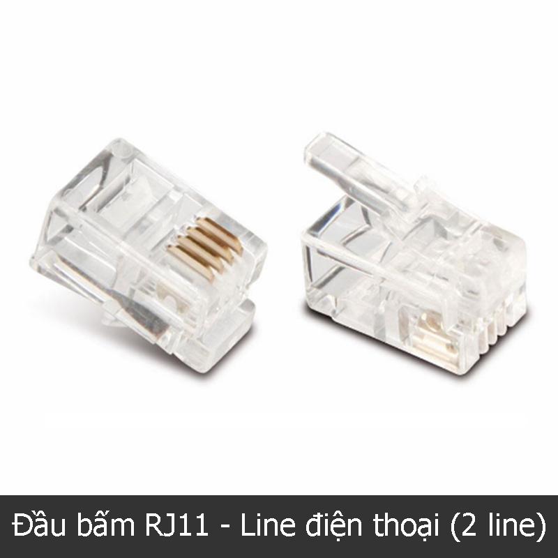 Đầu bấm dây cáp điện thoại RJ11 (Hạt bấm RJ11) - 100 đầu