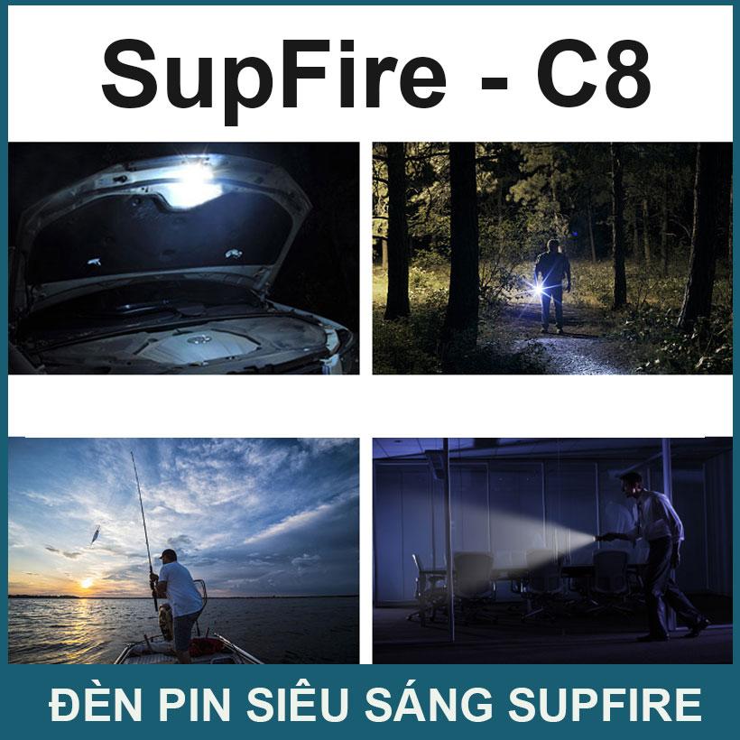 [HCM]Đèn pin led siêu sáng cao cấp SupFire C8