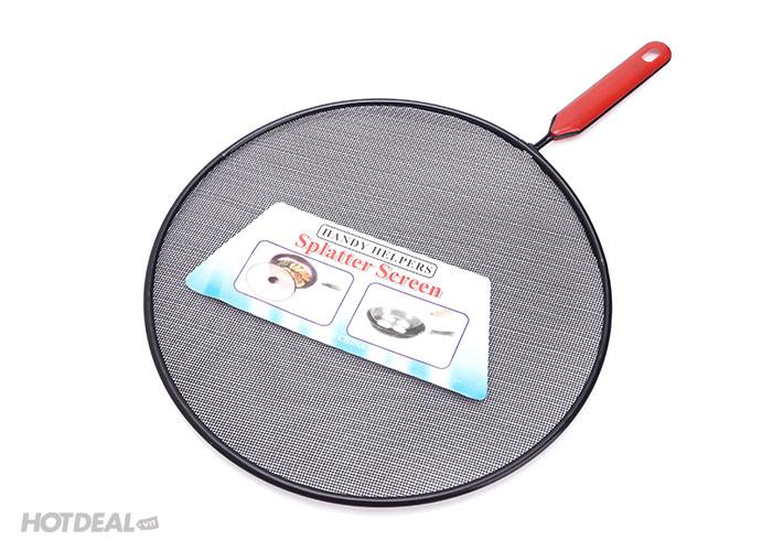 Combo 2 Nắp Vung Lưới Chắn Dầu Mỡ Inox có cán