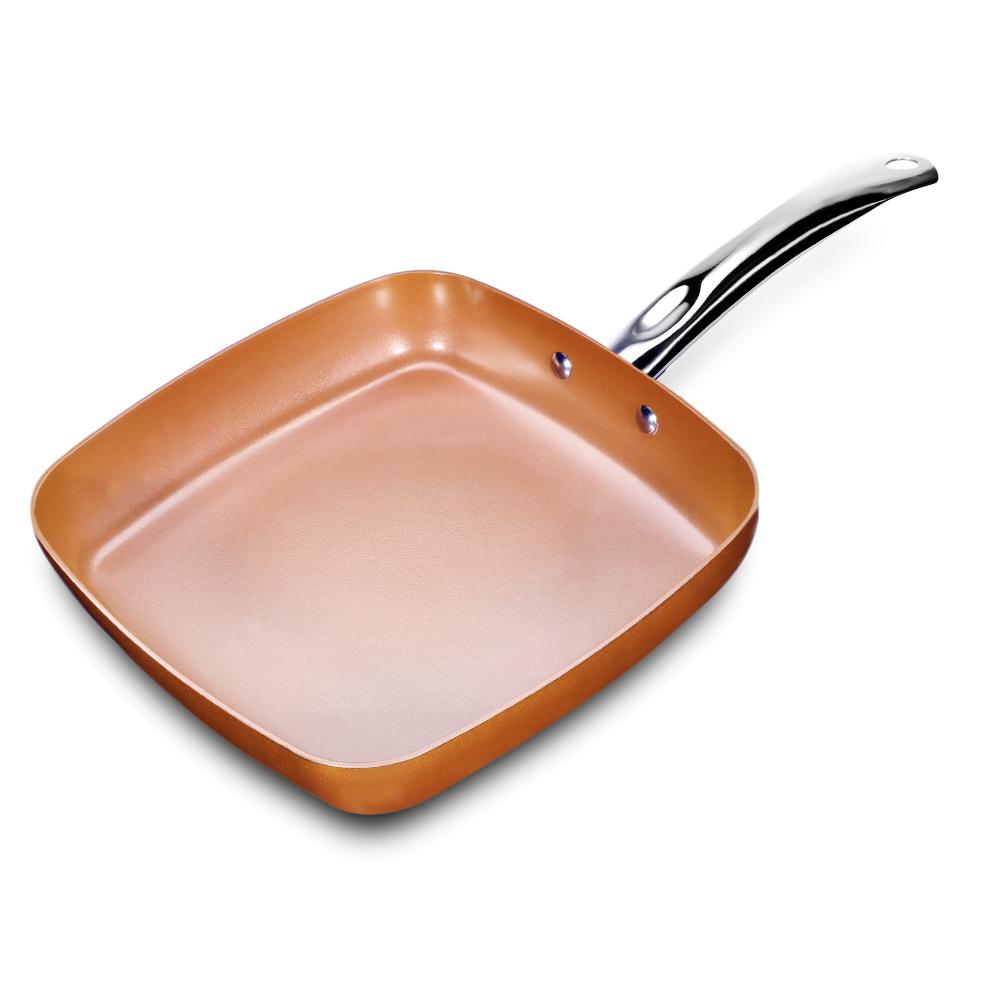 Không dính Đồng Vuông Chảo Skillet với Lớp Phủ Gốm Lò Nướng An Toàn Khi Rửa