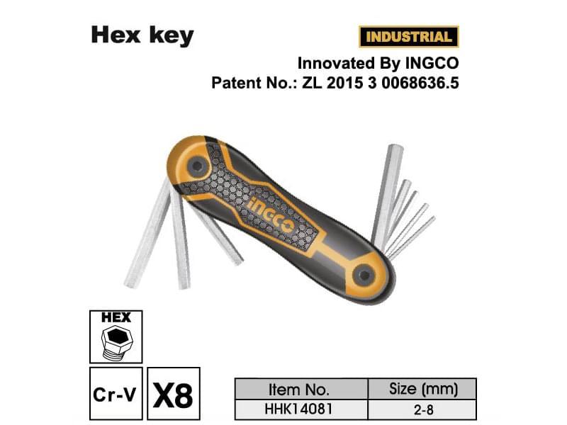 Bộ lục giác xếp INGCO HHK14081 (gồm 8 cây)