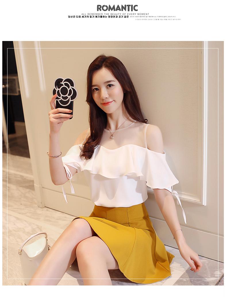 ÁO KIỂU HỞ VAI PHỐI VOAN LƯỚI - GA410