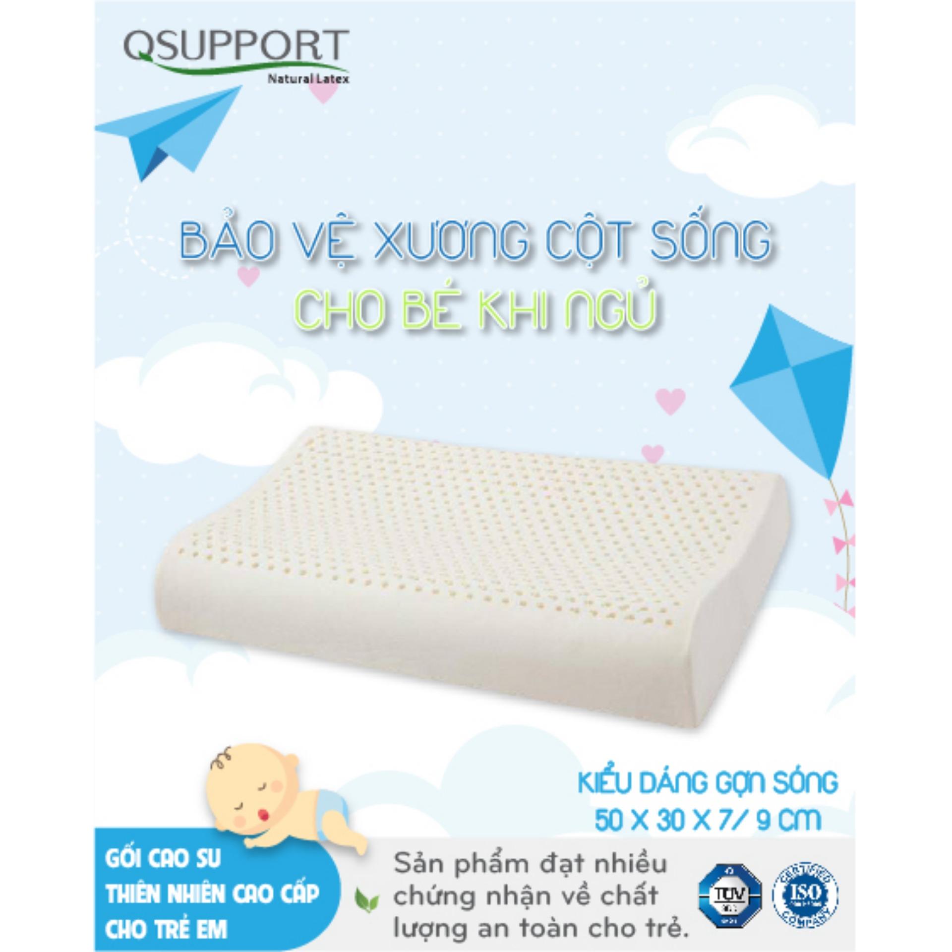 Gối cao su cao cấp cho Bé QSupport - Loại in hình (kèm vỏ gối )