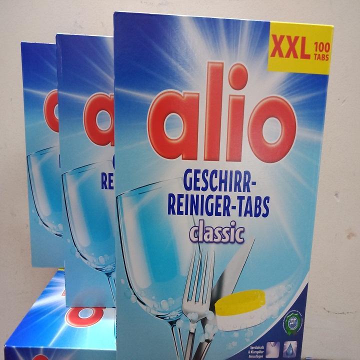 VIÊN RỬA CHÉN BÁT / LY ALIO 100 VIÊN Classic ( BỘT RỬA BÁT FINISH ,MUỐI RỬA BÁT SOMAT,NƯỚC LÀM BÓNG) DÙNG CHO MÁY