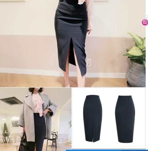 chân váy bút chì xẻ trước (đen)
