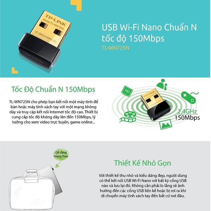 [HCM]USB wireless wifi Nano TP-Link 725 tốc độ chuẩn N 150Mbps