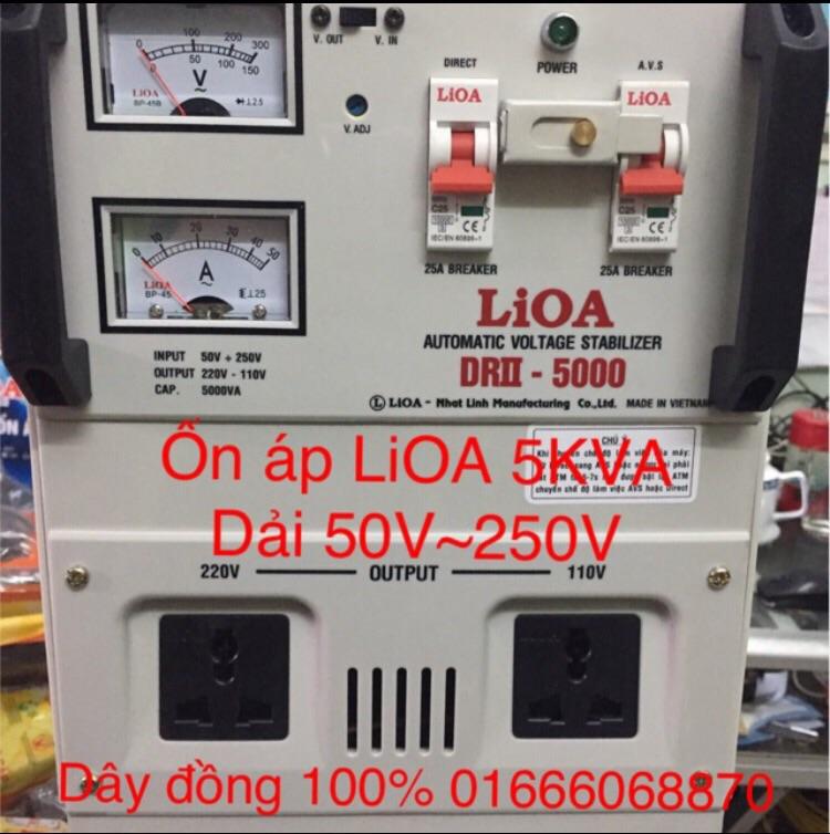 Ổn áp lioa 5kva dải rộng 50v~250v thế hệ 2 dây đồng 100% model DRII-5000II