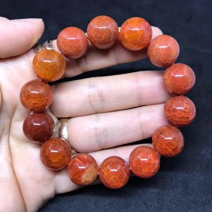 Vòng tay đá mã não vân rồng đỏ 14ly