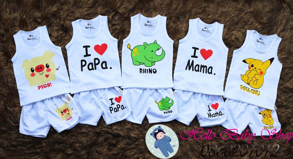 Áo quần em bé sét 5 bộ ba lổ cotton cao cấp