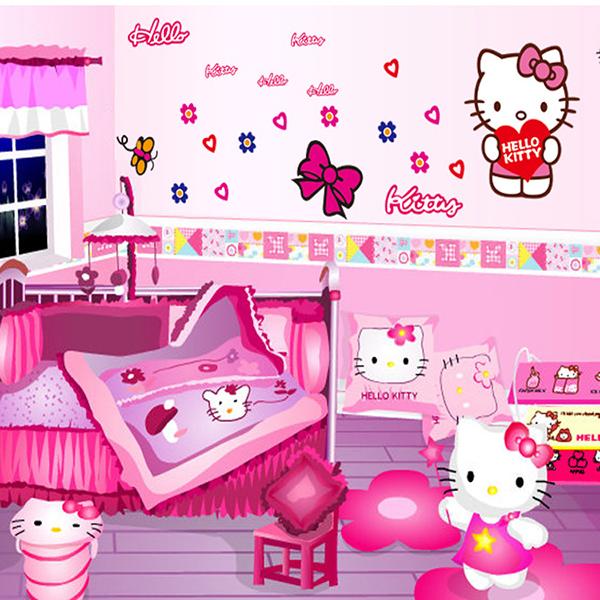 Decal dán tường kitty hồng