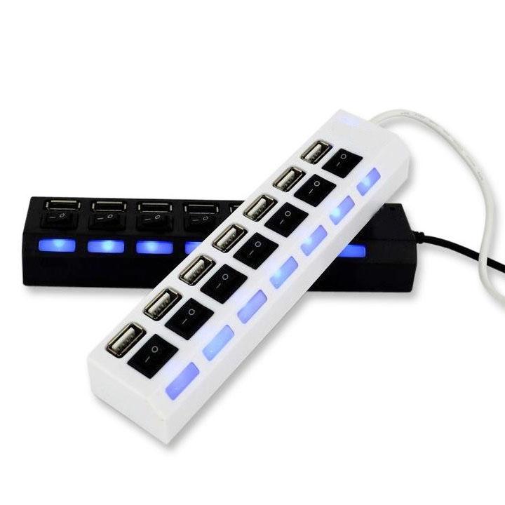 Hub chia USB 7 cổng có công tắc (Đen)