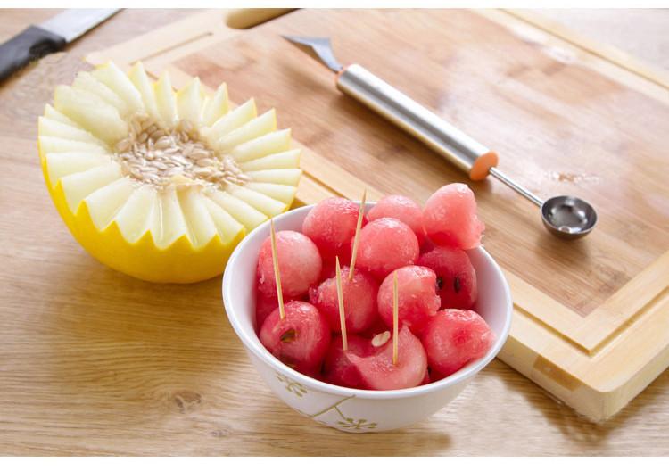 Dụng cụ  muỗng múc Hoa quả, cắt hoa quả Thép không gỉ trái cây dưa baller dưa hấu đào scoop khắc dao platter ice cream tool dưa hấu muỗng A15