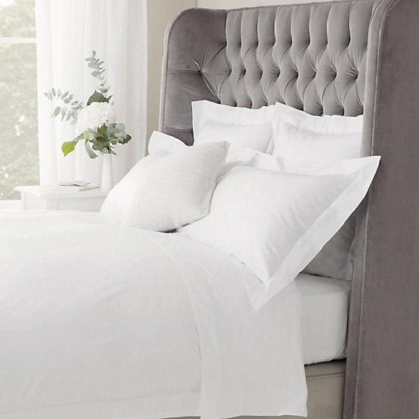 Bộ ga giường Cotton trắng cao cấp Thắng Lợi + 2 vỏ gối nằm (kích thước 1m6*2m*20cm/ 1m8*2m*20cm)