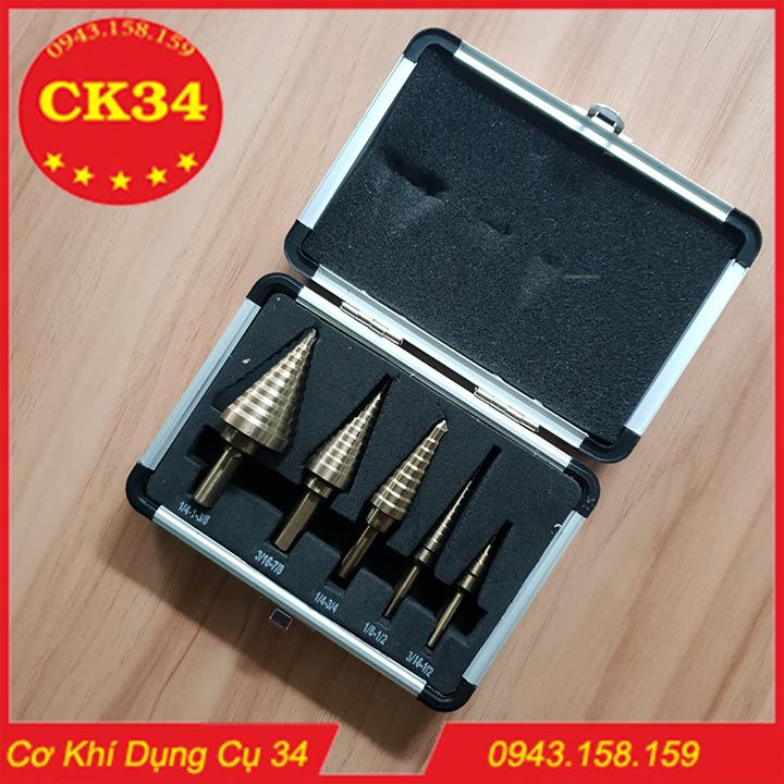 Bộ 5 mũi khoan bước tháp HSS khoan đa năng