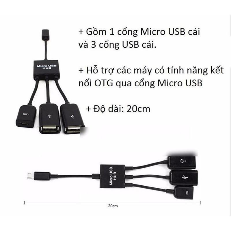 Cáp OTG hup - Cáp OTG 3 đầu