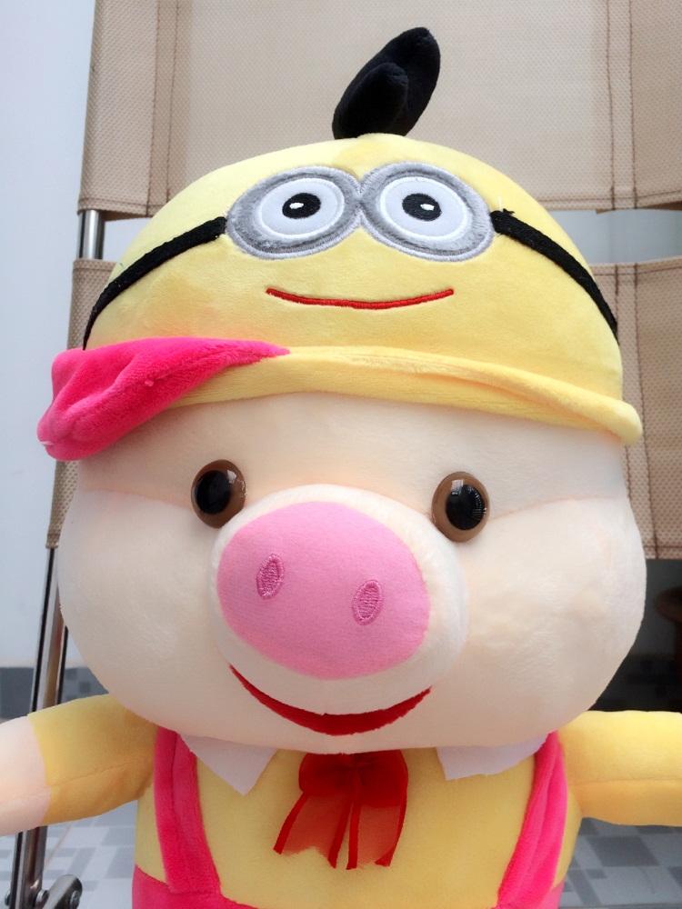 GẤU BÔNG LỢN NÓN MINION CAO 40CM HỒNG