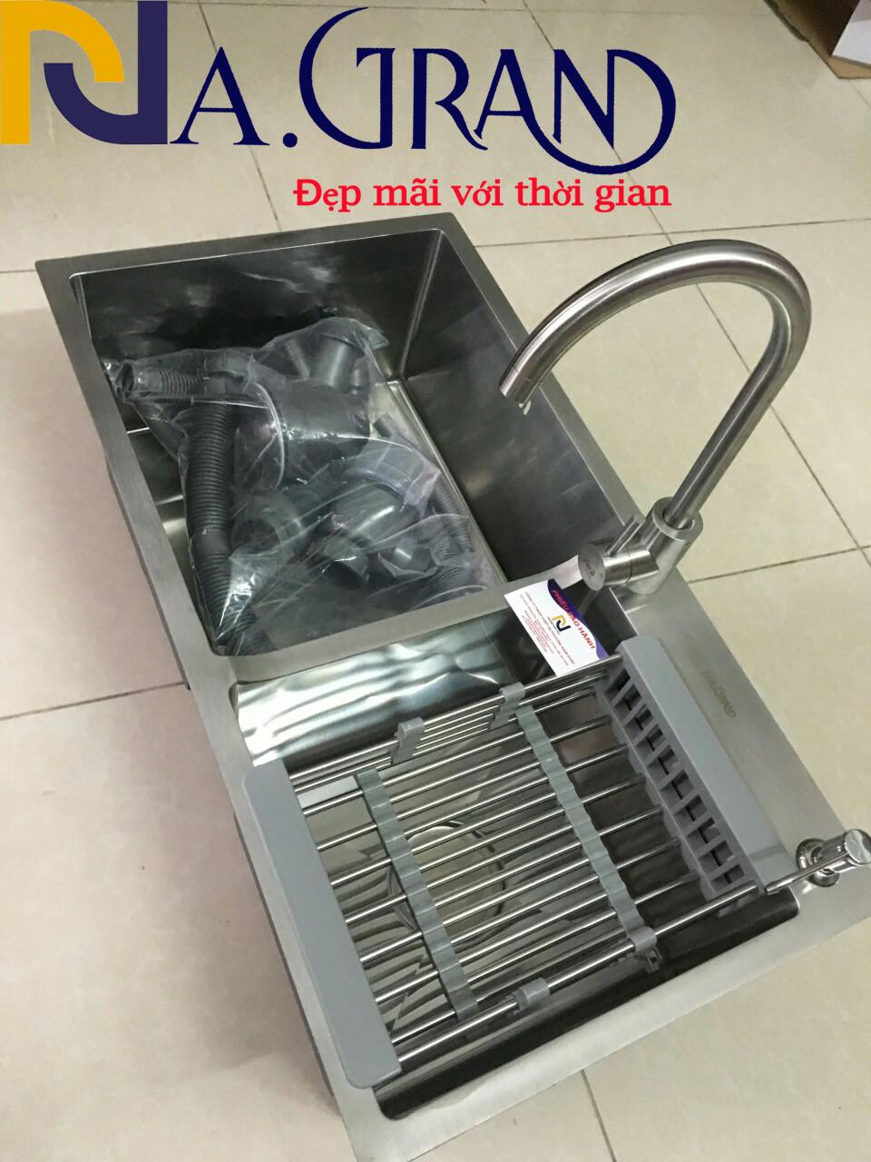 Chậu Rửa Chén Bát INOX 304 Cao Cấp N7 NA.GRAND Tặng Rổ Đa Năng và Bộ Xả Chậu