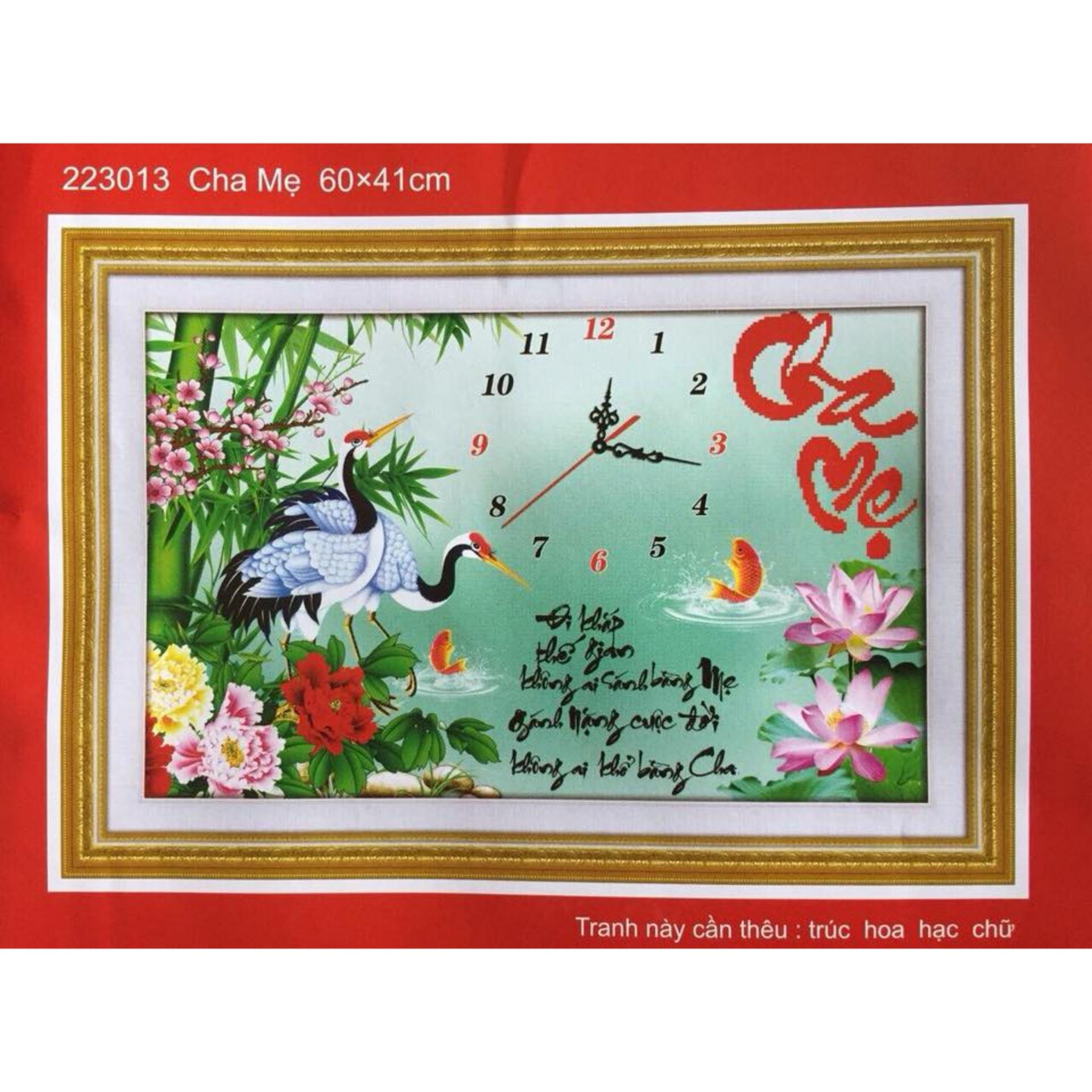 Tranh thêu chữ thập đồng hồ cha mẹ 223013