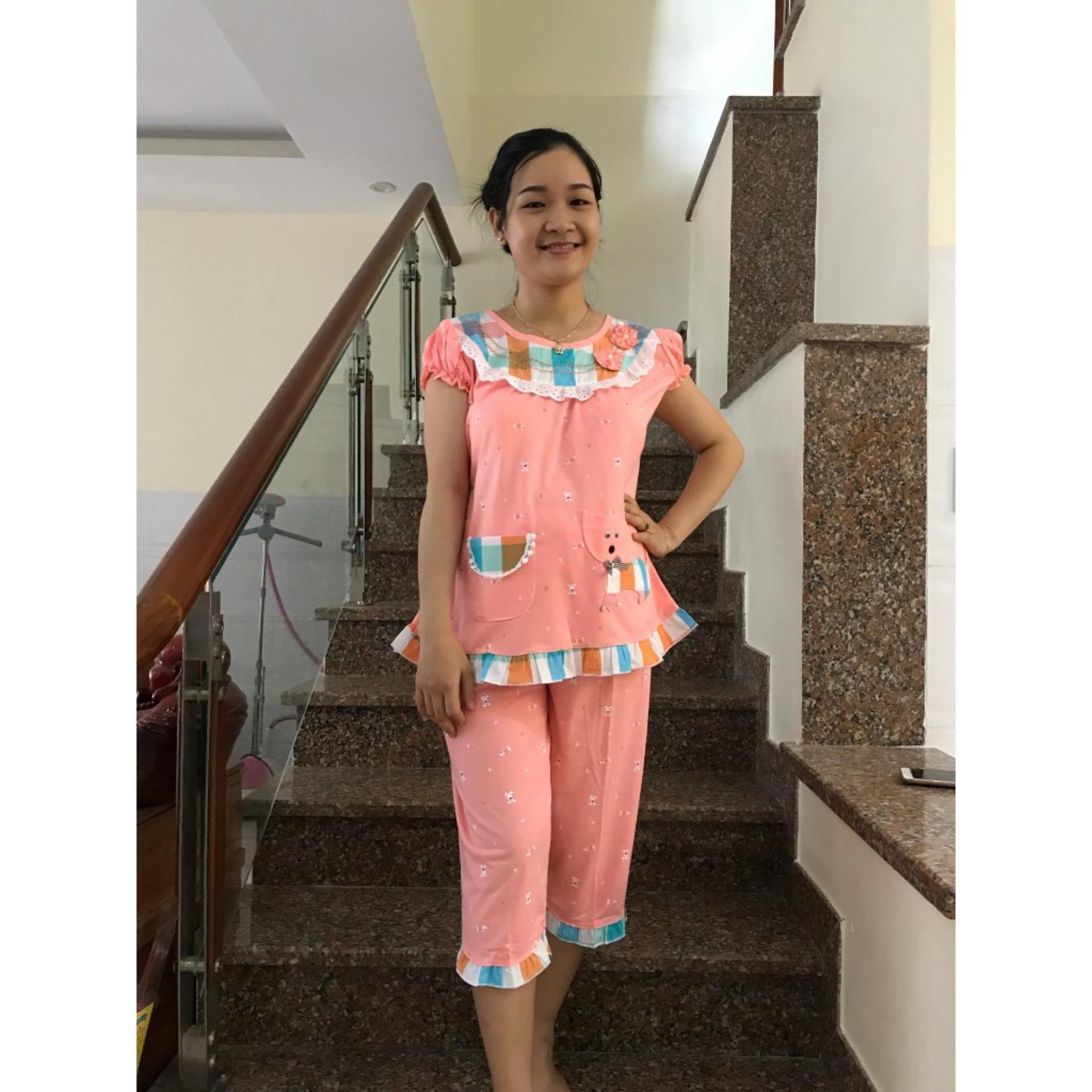 Đồ bộ bầu lửng phối sọc caro (cam)