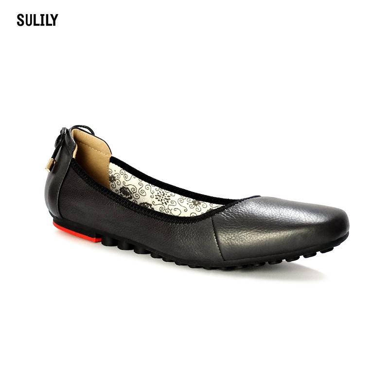 Giày Búp Bê Da Bò Nơ Gót Sulily