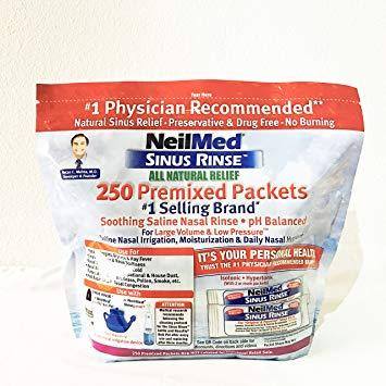 Bộ muối rửa mũi NeilMed Sinus Rinse (250 gói + 2 bình nhựa + tặng kèm 1 chai xịt)