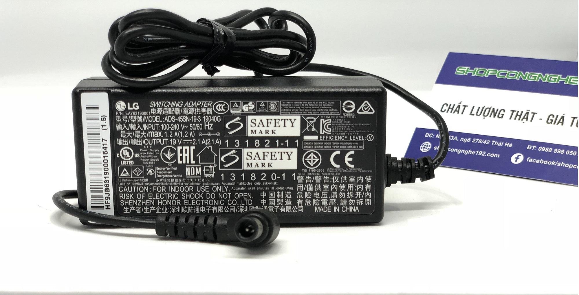 Adapter màn hình lg-19v 2.1achính hãng-bản gốc theo máy
