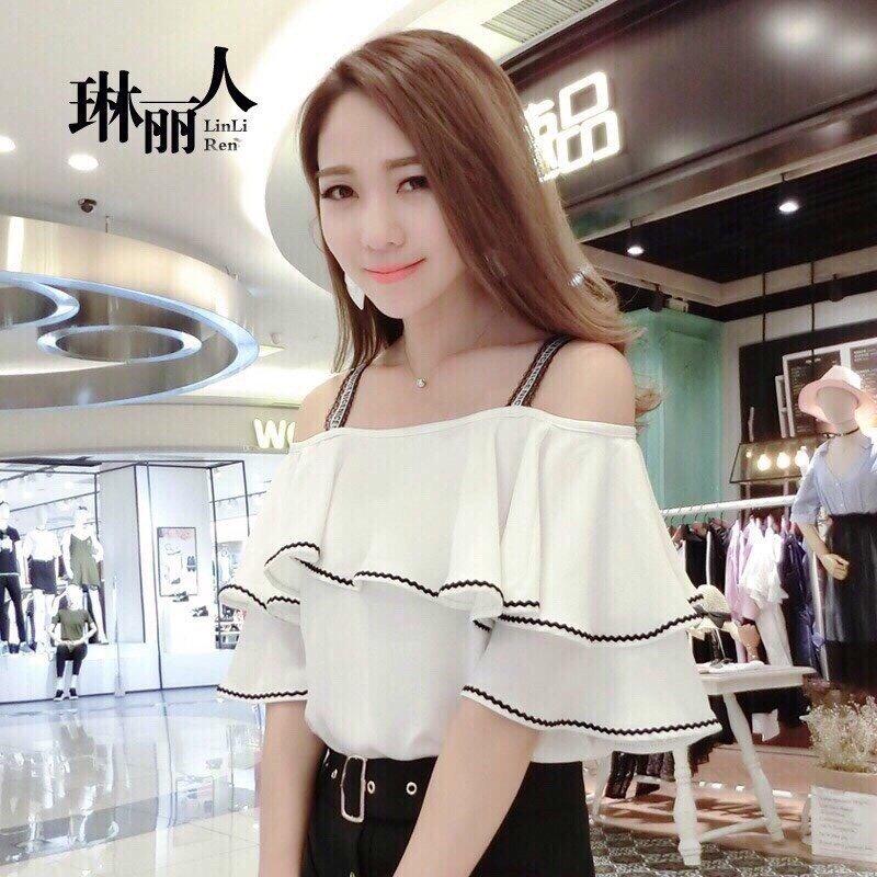 Áo voan 2 dây tầng phối bèo