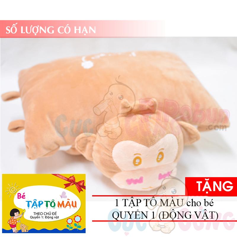 Gối đi xe máy 1 đầu (hình Khỉ) TẶNG 1 quyển tô màu (tùy chọn) - goi di xe may cho be