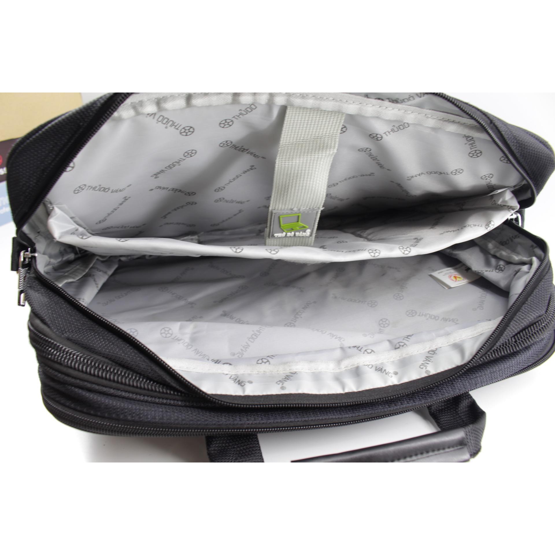 CẶP CÔNG SỞ VẢI DÙ THỦ ĐÔ VÀNG C-195 SIZE TO ( Đen )