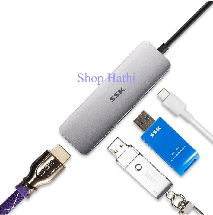 Cáp chuyển USB Type-C sang HDMI+2 USB 3.0 SSK SHU-C530