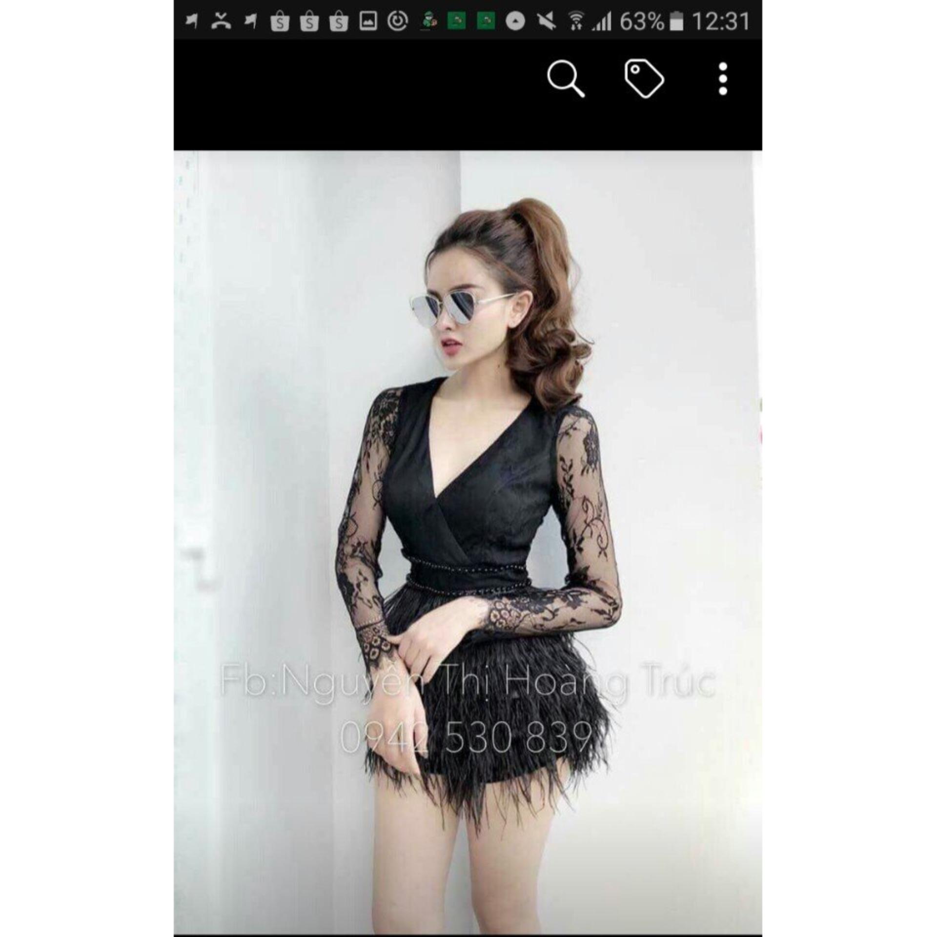 Jump ngắn tay dài ren mi tua rua