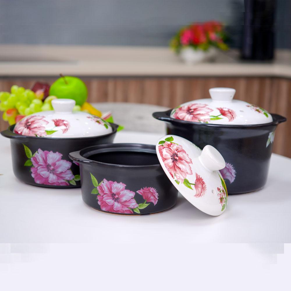 Bộ 3 nồi gốm sứ + chảo gốm sứ vuông phi 36cm Royalcooks