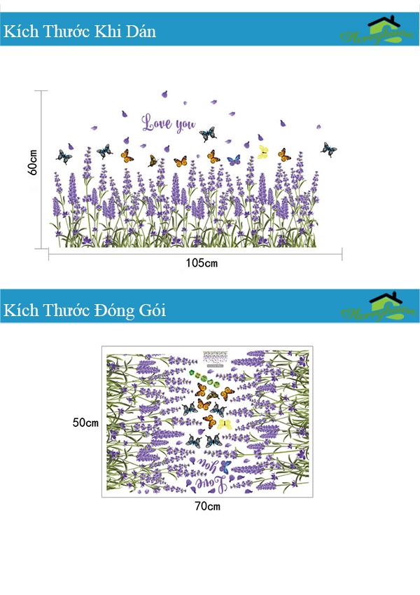 [HCM]DECAL DÁN CHÂN TƯỜNG HOA LAVEDER TÍM